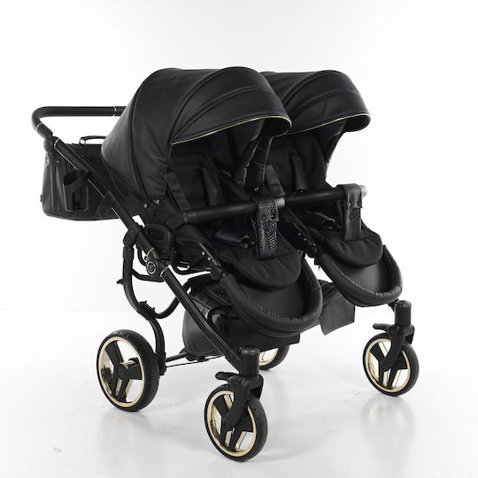 Junama Fluo Line Duo Adjustable Double Stroller Suitable for Newborn Black
