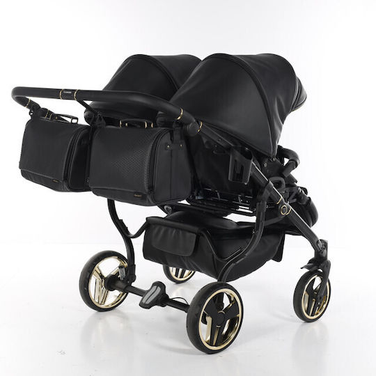 Junama Fluo Line Duo Adjustable Double Stroller Suitable for Newborn Black