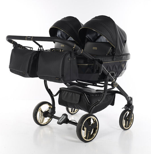 Junama Fluo Line Duo Adjustable Double Stroller Suitable for Newborn Black