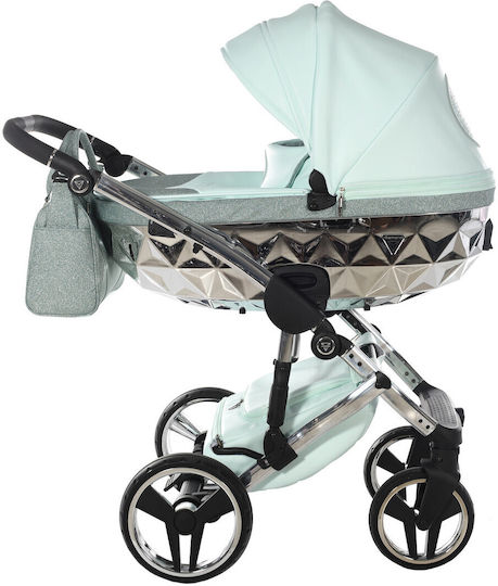 Junama Handcraft Glitter Adjustable 3 in 1 Baby Stroller Suitable for Newborn Mint