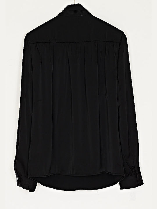 Damen Bluse Satin Schwarz