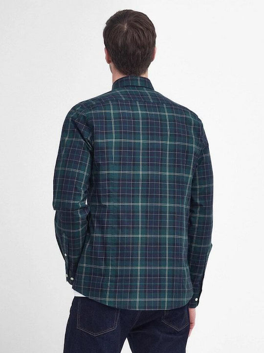 Wetheram Long-sleeved Cotton Shirt Checked Green Loch
