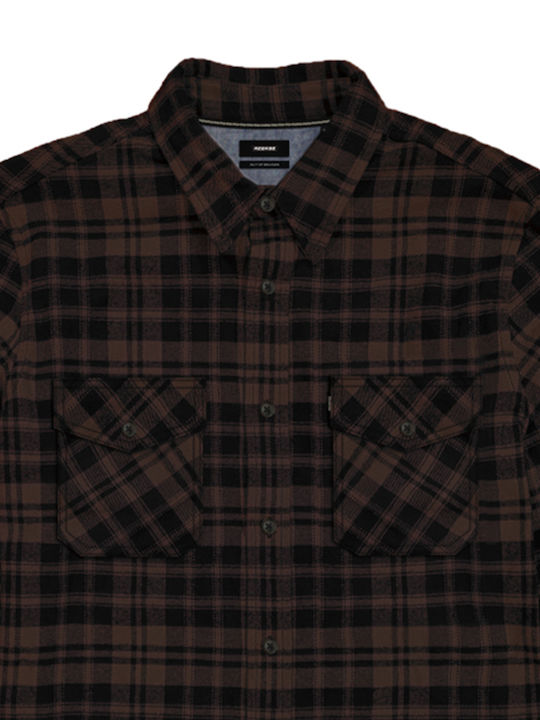 Rebase Flanell Hemd Black Brown, Tan