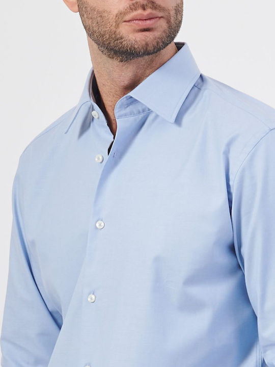 Long-sleeved Cotton Shirt Light Blue