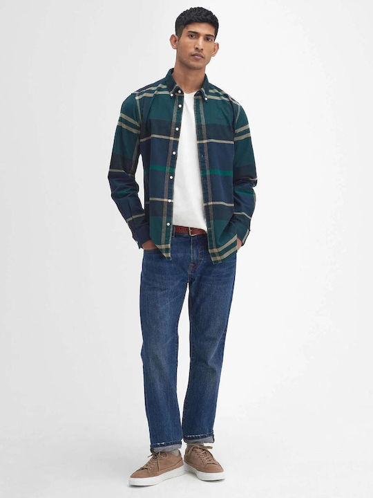 Barbour Long-sleeved Cotton Shirt Checked Dark Green