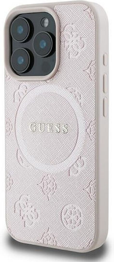 Guess Saffiano Peony Classic Logo MagSafe Задна корица Пластмаса Розов (iPhone 16 Pro)