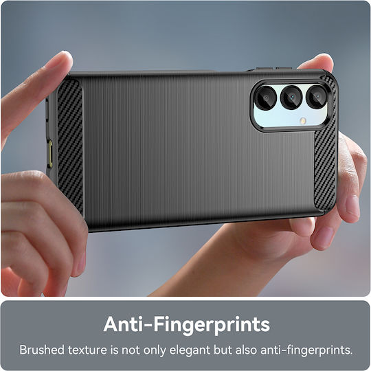 Techsuit Carbon Umschlag Rückseite Silikon Schwarz (Samsung Galaxy A16 - Techsuit)