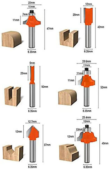 SKS Tools Σετ Φρέζες 6mm 12τμχ