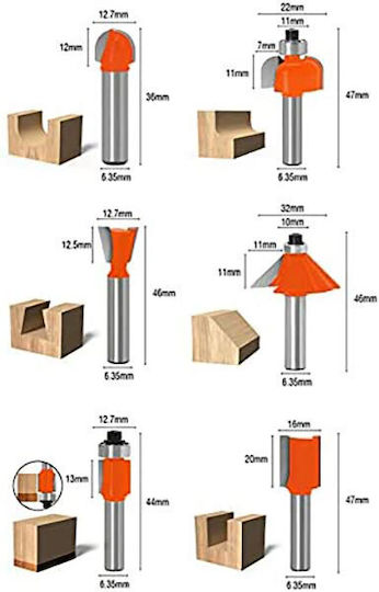 SKS Tools Σετ Φρέζες 6mm 12τμχ