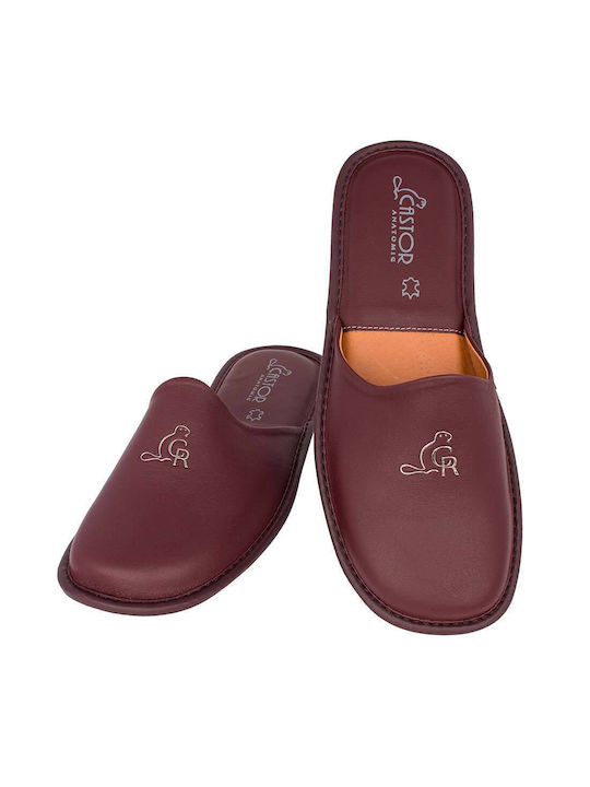 Castor Anatomic Men's Leather Slippers Burgundy