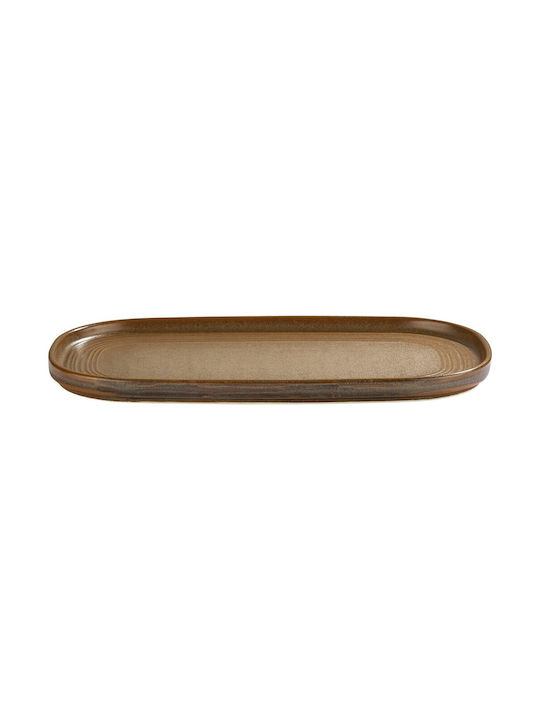 By Bone Serving Platter Oval made of Porcelain Brown 30x30cm