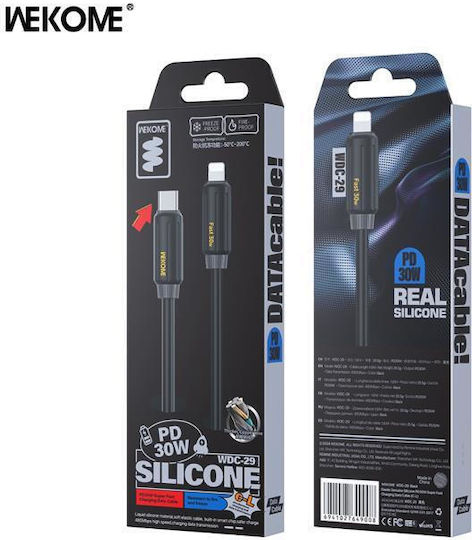 WK Wdc-29 USB-C to Lightning Cable 30W Μαύρο 1m
