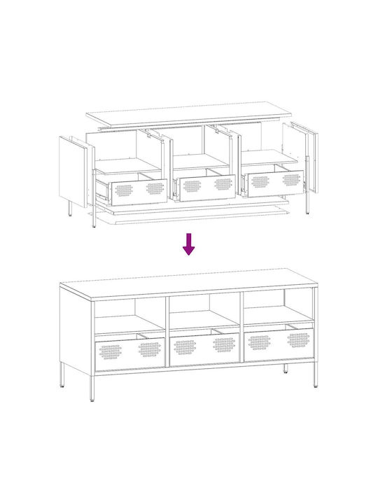 TV Stand Metal Anthracite M101.5xD39xH43.5cm