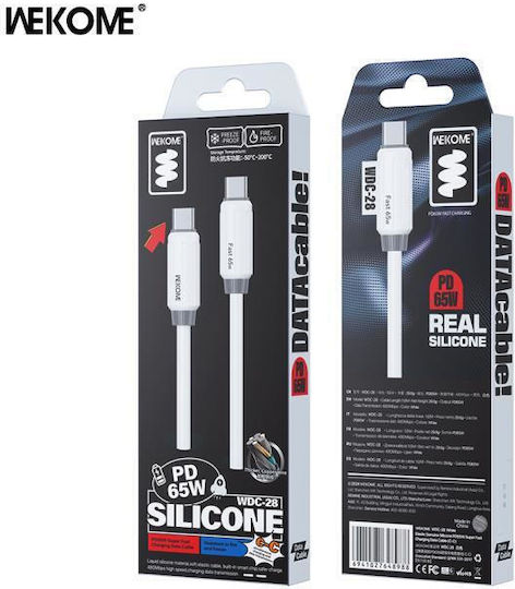 WK WDC-28 USB 2.0 Cable USB-C Male - USB-C 65W PD White 1m