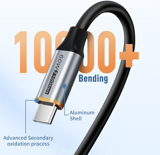 Cabletime Ct-amcmg2-ag1 USB 3.2 Cable USB-C male - USB-A 60W Μαύρο 1m