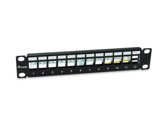 Equip Patch Panel Keystone για Rack 1U 10" cat6a Μαύρο