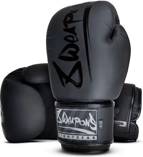 8 Weapons Unlimited Boxing Gloves made of Synthetic Leather for Match Black