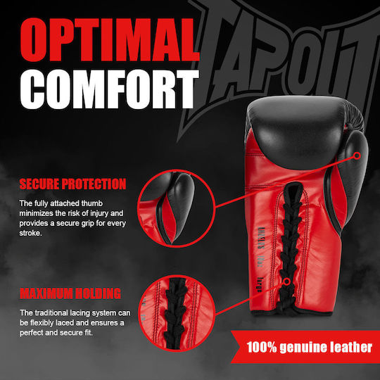 Tapout Γάντια Πυγμαχίας Δερμάτινα για Αγώνα Μαύρα