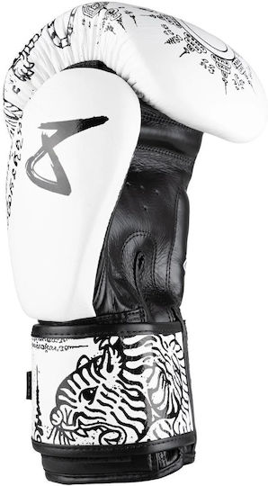 8 Weapons Leather Boxing Competition Gloves White