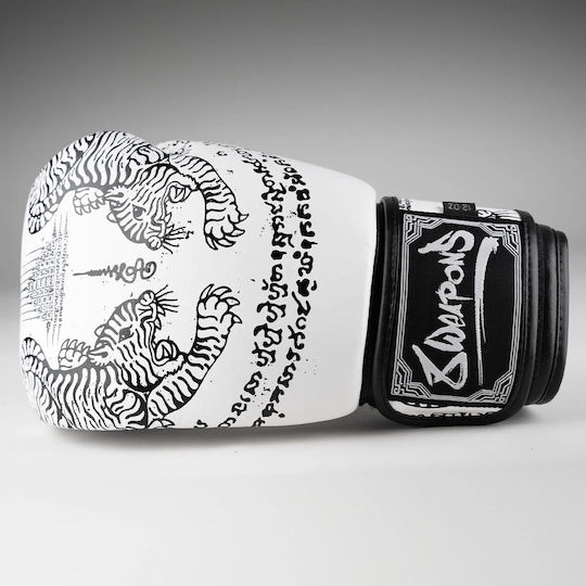 8 Weapons Leather Boxing Competition Gloves White