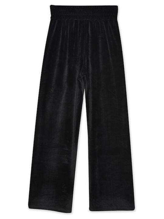 High Waist Sweatpants Wide Velvet Black