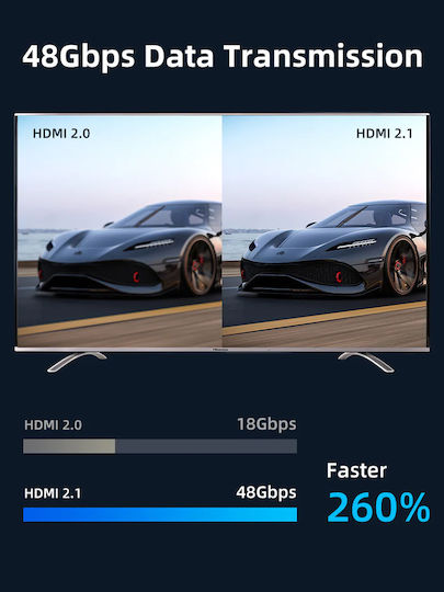 Cabletime HDMI 2.1 Ultra High Speed 48Gbps 4K 120Hz HDR VRR Cable HDMI Male - HDMI Male 2m Black