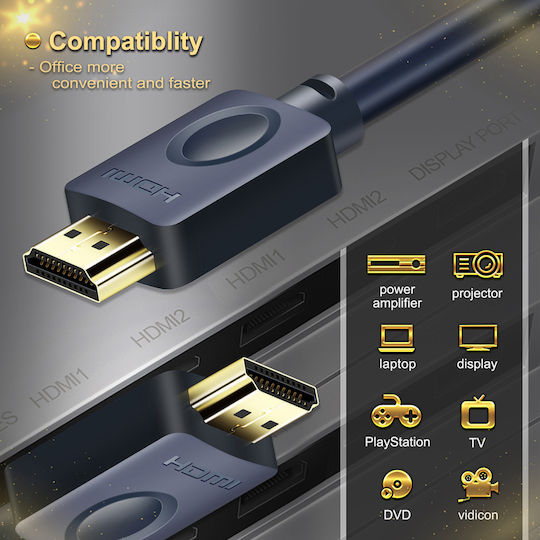 Cabletime HDMI 2.0 Premium Hochgeschwindigkeits 4K 60Hz HDR HDMI-Stecker Kabel HDMI männlich 1m Blauer