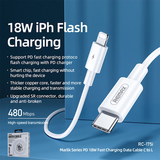 Remax RC-175i USB-C to Lightning Cable 20W White 1m