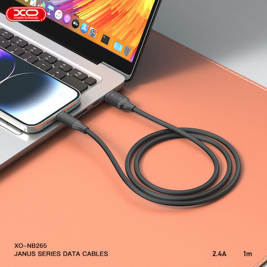 XO Nb265 Regular USB 2.0 to micro USB Cable Μαύρο 1m 1τμχ
