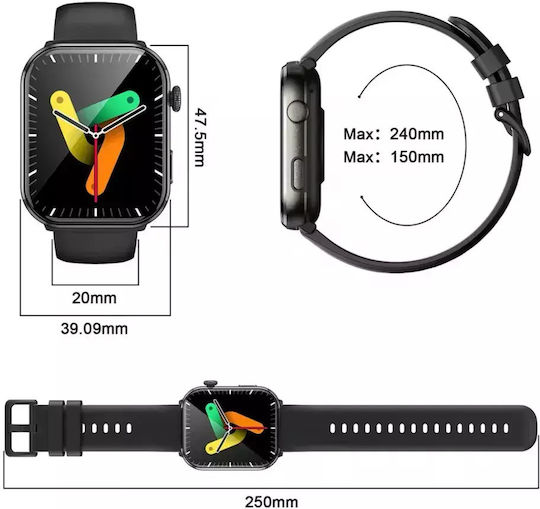 BlackView R60 Aluminium 47mm Smartwatch με Παλμογράφο (Meteorite Black)