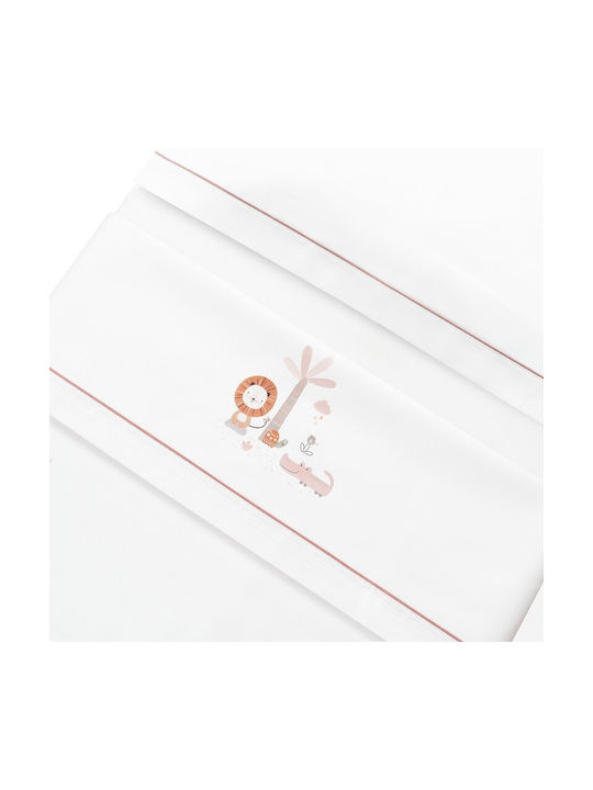 Interbaby Baby Sheets Set Crib Cotton Fitted white/beige White 115x175cm 3pcs