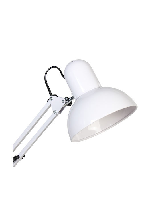 Keskor Schreibtischlampe mit klappbarem Arm für Fassung E27 und Clip in Weiß Farbe