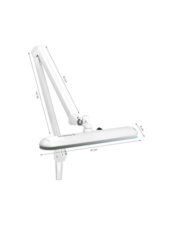 801 LED Schreibtischlampe mit klappbarem Arm und Clip in Weiß Farbe