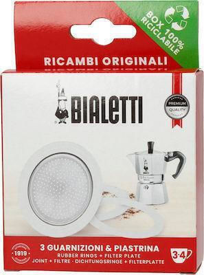 Bialetti 800003 Coffee Maker Replacement Filter & 3 Flanges for Moka 3/4 Cups