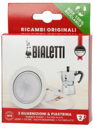 Bialetti 800002 Coffee Maker Replacement Filter & 3 Flanges for Italian Espresso Briki 2 Cups