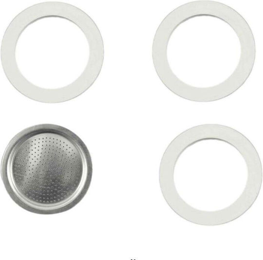 Bialetti 800002 Coffee Maker Replacement Filter & 3 Flanges for Italian Espresso Briki 2 Cups