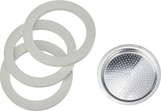 Bialetti Ανταλλακτικό Φίλτρο Καφετιέρας & 3 Φλάντζες για Ιταλικά Μπρίκια Espresso 1 Cup 8000001