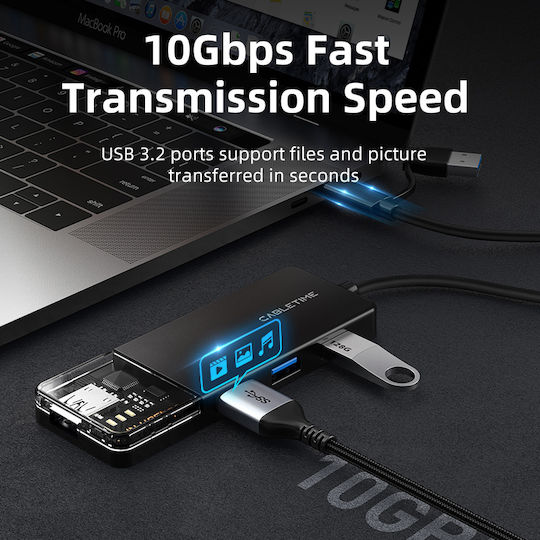 Cabletime USB-Hub Mit 4 Anschlüssen USB 3.2 Mit USB-A / USB-C