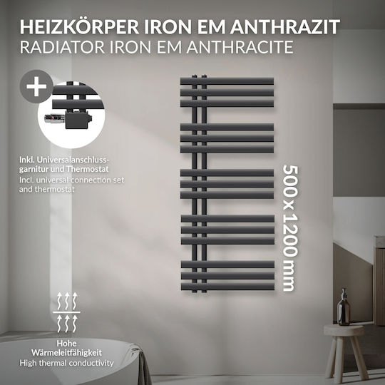 LuxeBath Șină pentru prosoape de Baie 1200x500 Gri