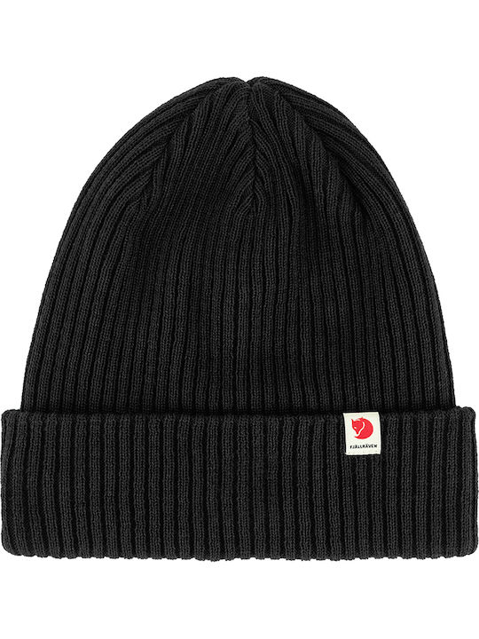 Beanie Unisex Σκούφος με Rib Πλέξη σε Μαύρο χρώμα