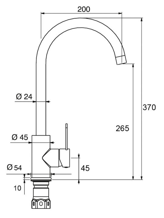 Acquanet Ombre Tall Kitchen Faucet Counter Inox Silver