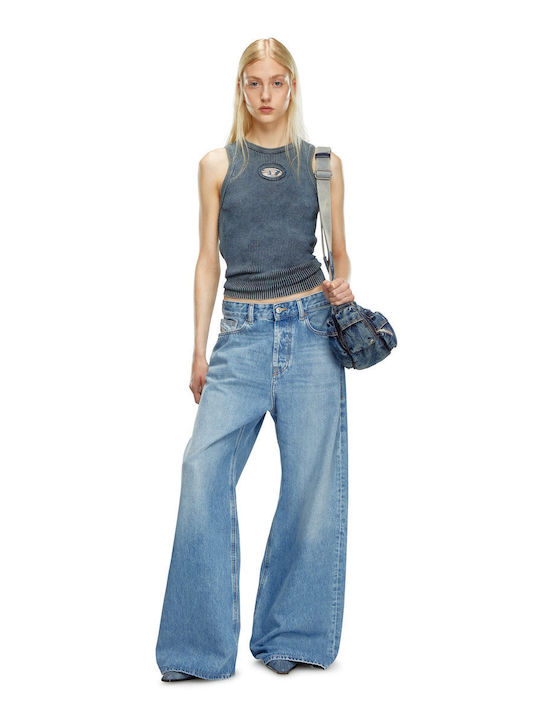 Diesel Women's Fabric Trousers in Loose Fit Blue