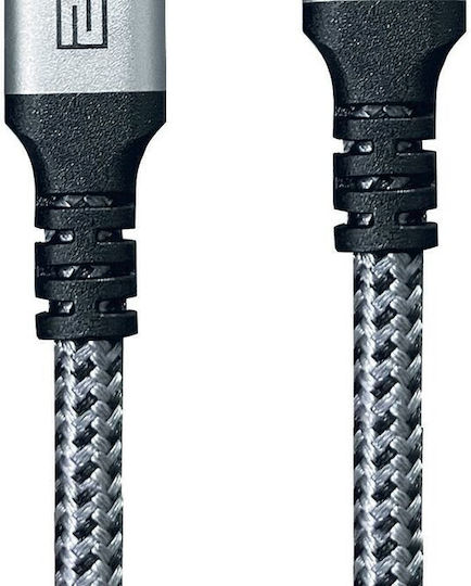 2GO Cablu USB 2.0 USB-C Masculin - USB-C 100W PD Argintiu 1.2m