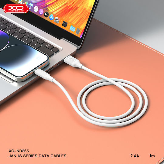XO USB 2.0 Cable USB-C male - USB-A 15W Λευκό 1m 16.005.0326