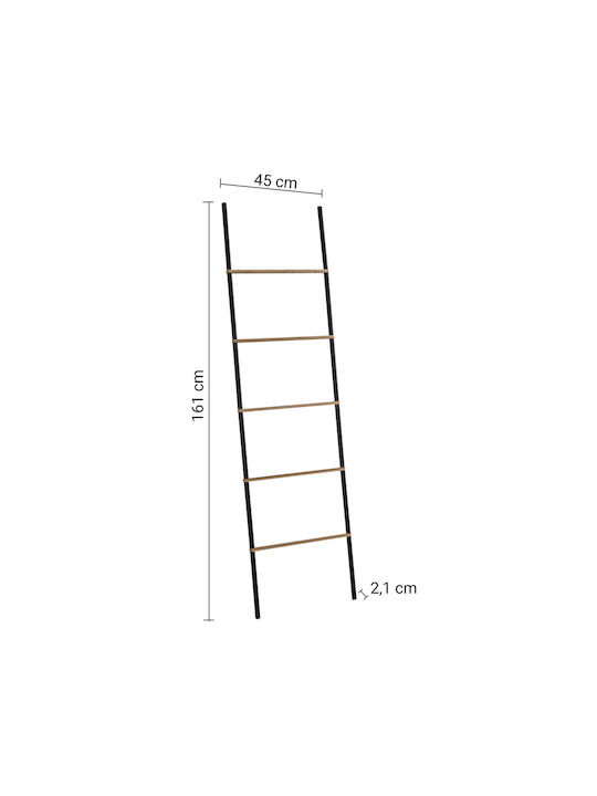 Gedy Single Wall-Mounted Bathroom Ladder Black