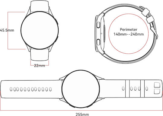 BlackView X20 45mm Smartwatch με Παλμογράφο (Μαύρο)