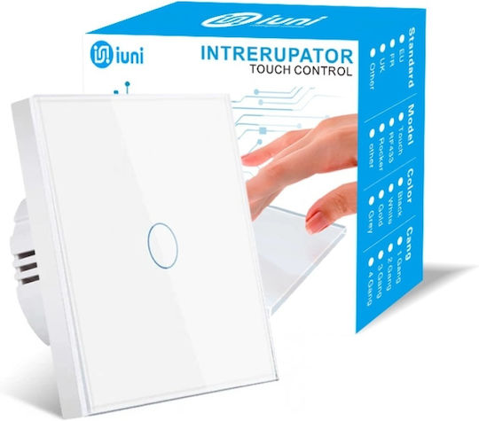 Comutator Tactil Cap Cruciform Iuni 1f Sticlă Securizată LED