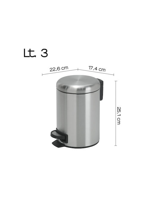 Gedy Potty Μεταλλικό Καλαθάκι Μπάνιου 3lt Ασημί
