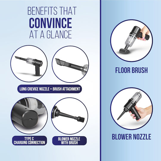 Alca 221300 Car Handheld Vacuum Dry Vacuuming with Power 50W Rechargeable 7.4V
