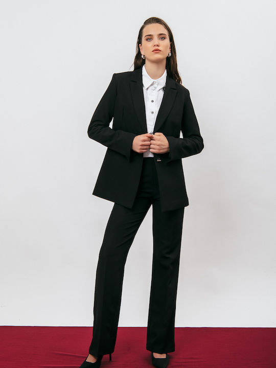 Women's Fabric Trousers Flared Black